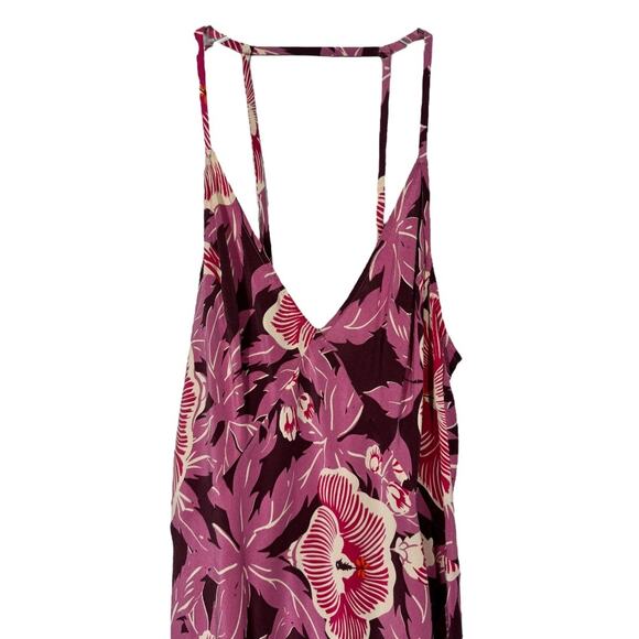 Equipment Allianna Floral Print Silk Dress Small Hawaiian Retro Midi Purple Red - Picture 4 of 9